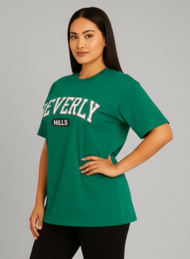 PAUSE Regular Fit Printed Roundneck Green Single jersey T-Shirt - Image 1